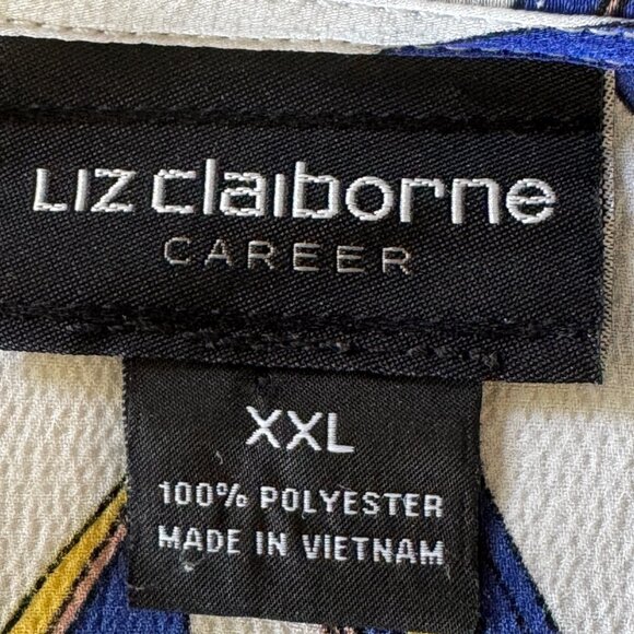 Liz Claiborne Plus Size Blouse/Top Women's Size 2X Flutter Sleeve Leaf Print - Picture 6 of 7